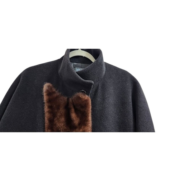 Hilary Radley Black Women's Alpaca Coat Superfine Black Overcoat mink fur Size 4 - Picture 4 of 16